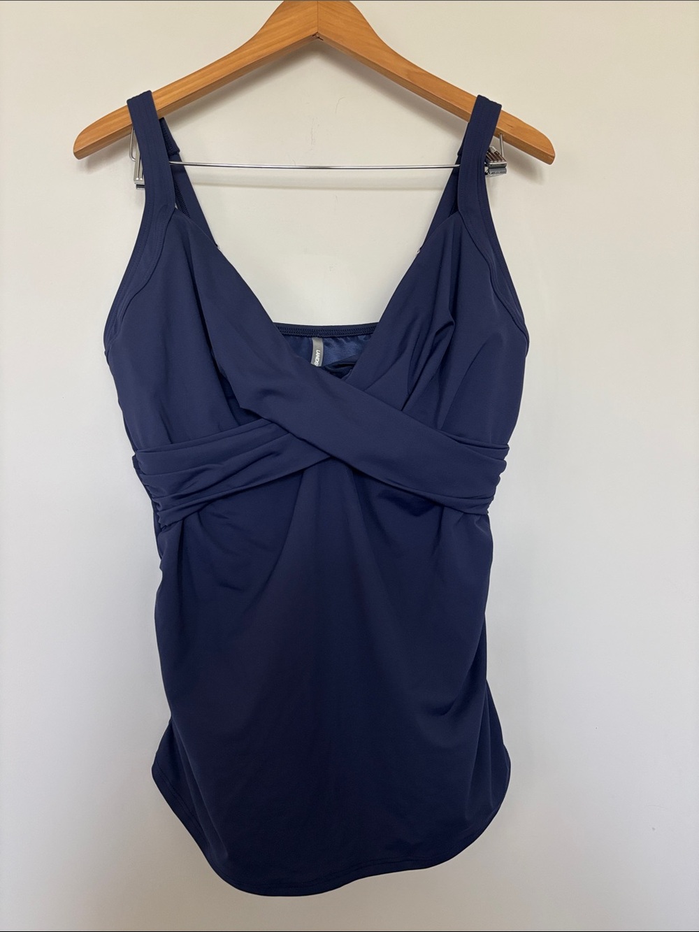 Lands End Navy Blue Tankini Top Sz 14DD EUC
